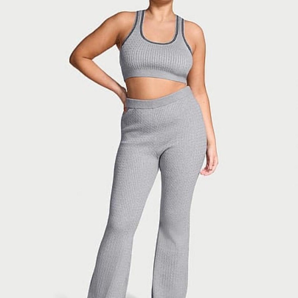 Victoria's Secret Gray ribbed cable knit flare pants